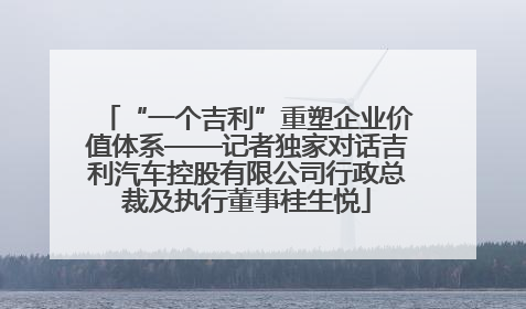 “一个吉利”重塑企业价值体系——记者独家对话吉利汽车控股有限公司行政总裁及执行董事桂生悦