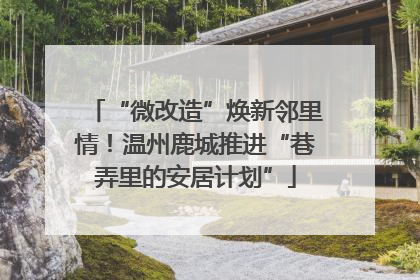 “微改造”焕新邻里情！温州鹿城推进“巷弄里的安居计划”