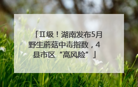 Ⅱ级！湖南发布5月野生蘑菇中毒指数，4县市区“高风险”