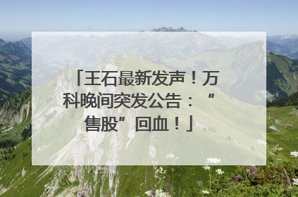 王石最新发声！万科晚间突发公告：“售股”回血！