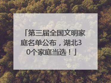第三届全国文明家庭名单公布，湖北30个家庭当选！