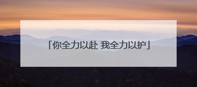 你全力以赴 我全力以护