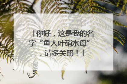 你好，这是我的名字“鱼人叶硝水母”，请多关照！