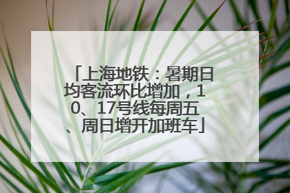 上海地铁：暑期日均客流环比增加，10、17号线每周五、周日增开加班车