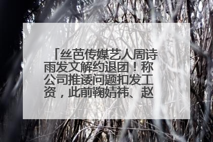丝芭传媒艺人周诗雨发文解约退团！称公司推诿问题扣发工资，此前鞠婧祎、赵粤等多名艺人解约