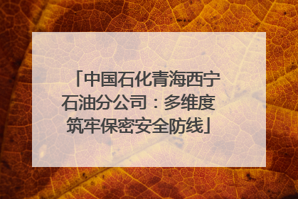 中国石化青海西宁石油分公司：多维度筑牢保密安全防线