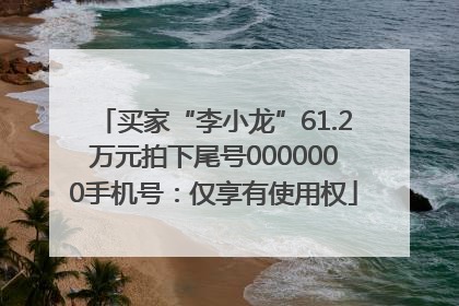 买家“李小龙”61.2万元拍下尾号0000000手机号：仅享有使用权