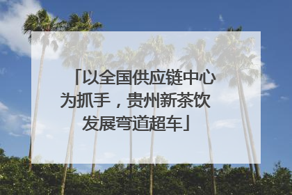 以全国供应链中心为抓手，贵州新茶饮发展弯道超车