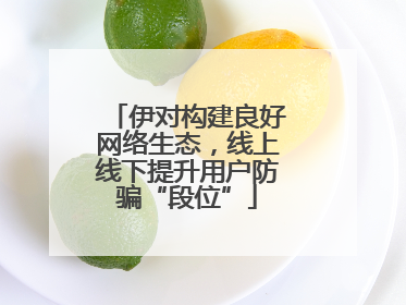 伊对构建良好网络生态，线上线下提升用户防骗“段位”