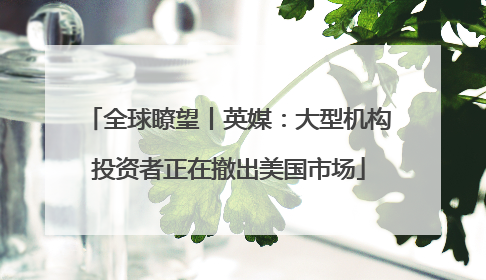 全球瞭望丨英媒：大型机构投资者正在撤出美国市场