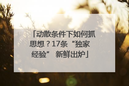 动散条件下如何抓思想？17条“独家经验” 新鲜出炉