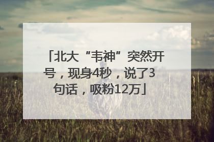 北大“韦神”突然开号，现身4秒，说了3句话，吸粉12万