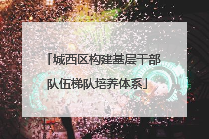 城西区构建基层干部队伍梯队培养体系