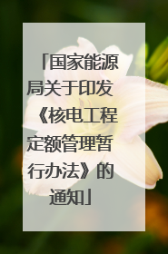 国家能源局关于印发《核电工程定额管理暂行办法》的通知