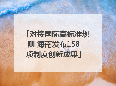 对接国际高标准规则 海南发布158项制度创新成果