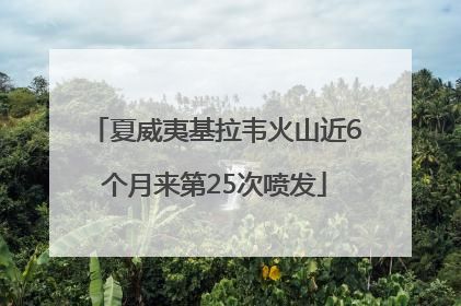 夏威夷基拉韦火山近6个月来第25次喷发