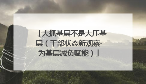 大抓基层不是大压基层（干部状态新观察·为基层减负赋能）