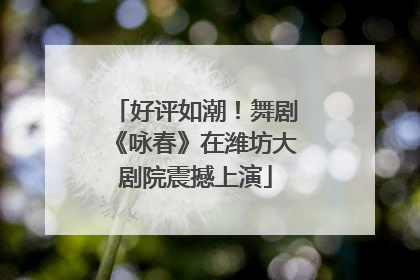 好评如潮！舞剧《咏春》在潍坊大剧院震撼上演