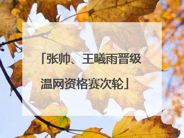 张帅、王曦雨晋级温网资格赛次轮