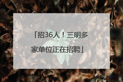 招36人！三明多家单位正在招聘