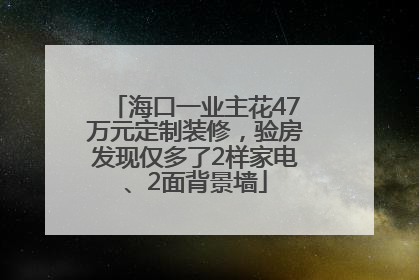 海口一业主花47万元定制装修，验房发现仅多了2样家电、2面背景墙
