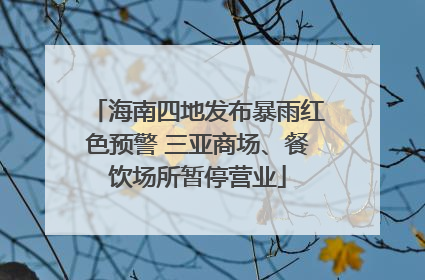 海南四地发布暴雨红色预警 三亚商场、餐饮场所暂停营业