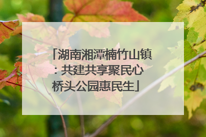 湖南湘潭楠竹山镇：共建共享聚民心 桥头公园惠民生