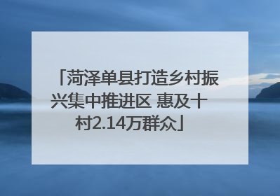 菏泽单县打造乡村振兴集中推进区 惠及十村2.14万群众