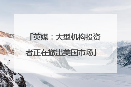 英媒：大型机构投资者正在撤出美国市场