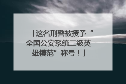 这名刑警被授予“全国公安系统二级英雄模范”称号！