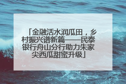 金融活水润瓜田，乡村振兴谱新篇——民泰银行舟山分行助力朱家尖西瓜甜蜜升级