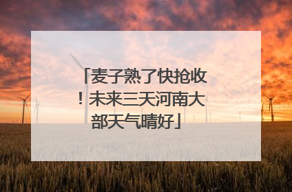 麦子熟了快抢收！未来三天河南大部天气晴好